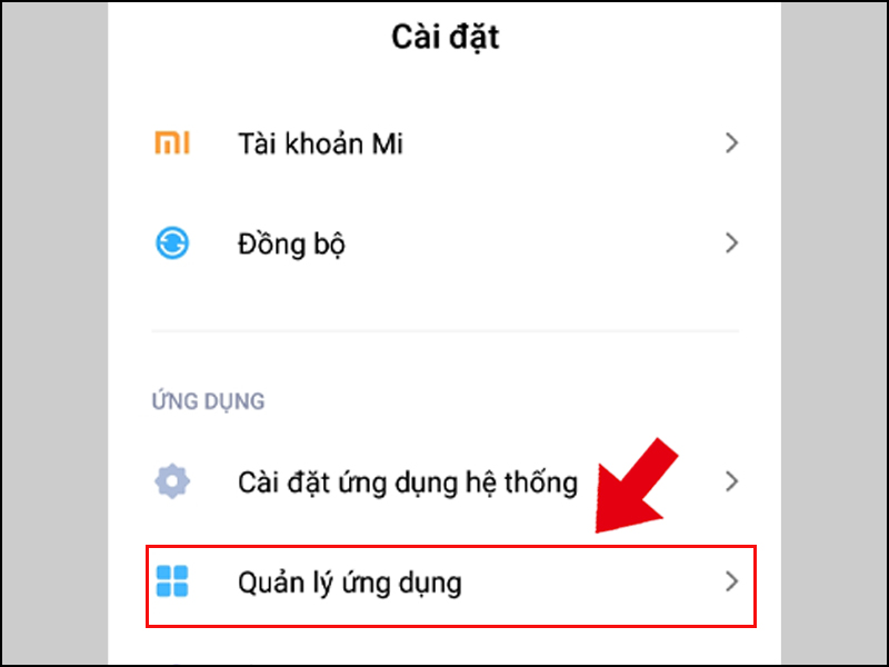 Chọn Quản lý ứng dụng